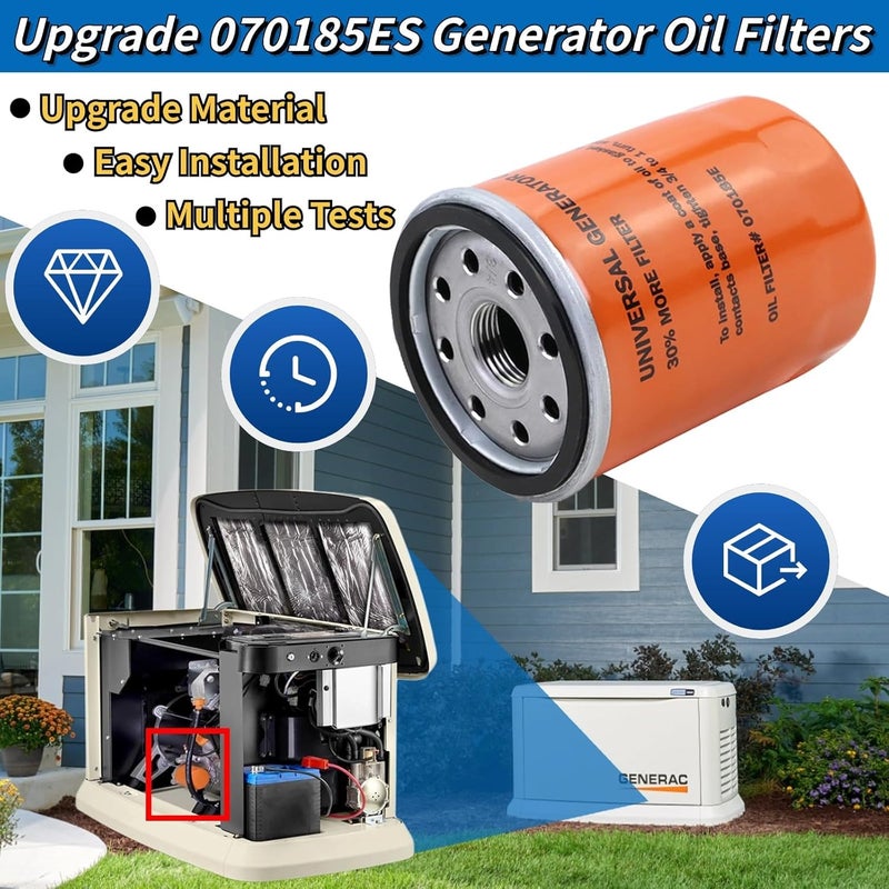 GEATaaT 070185ES Oil Filter Compatible with Generac Guardian 8-24kw Series Air-Cooled Home Standby Generators & Portable Outdoor Generators Replace# 070185E 70185 (5 Pack) - Image 2